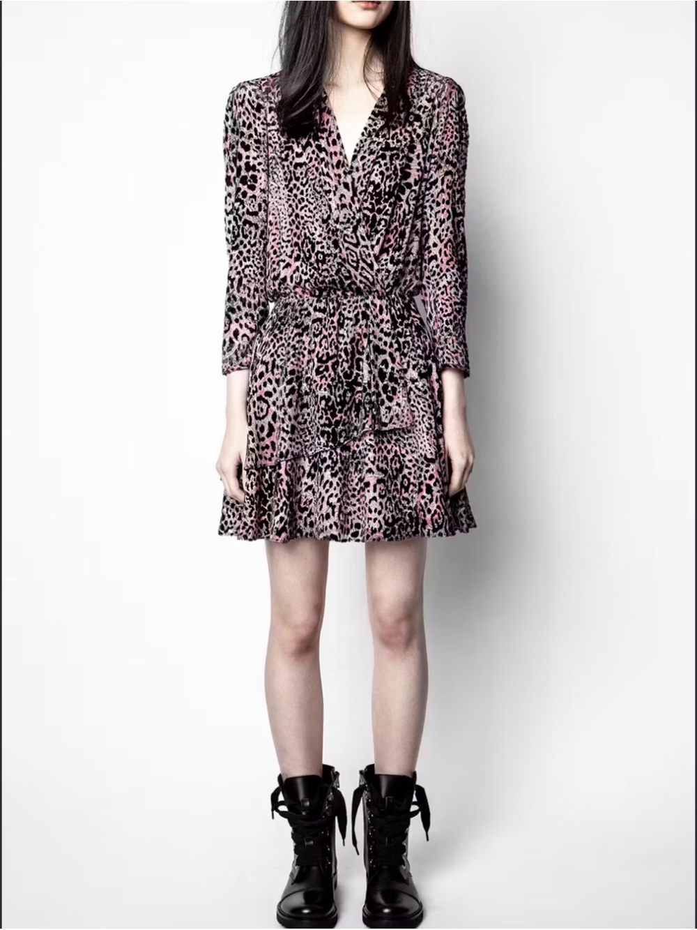 Zadig and Voltaire Rogers Velours Devore Leopard Silk Blend Dress Sz M